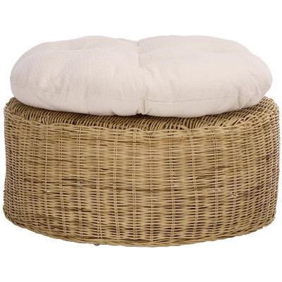 Bori Round Ottoman with Cushion - OTT6503 - Beige/White - Safavieh | Target