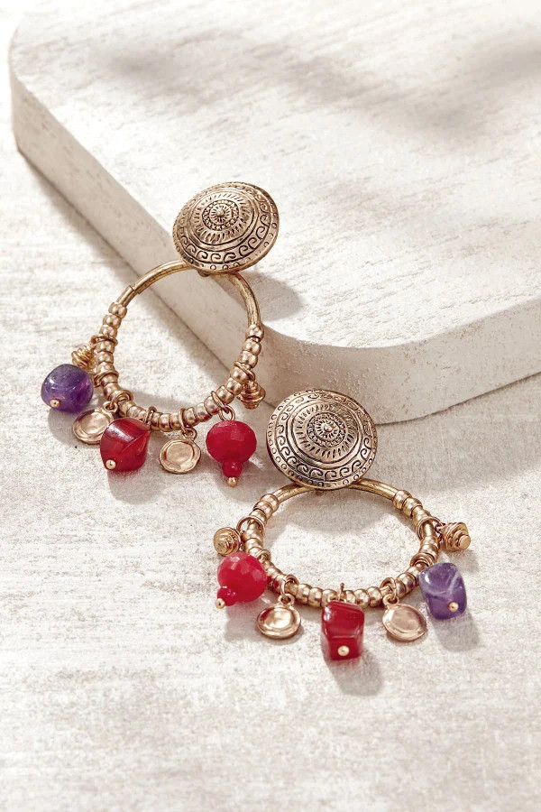 Claudia Multi Stone Hoop Earrings | Soft Surroundings
