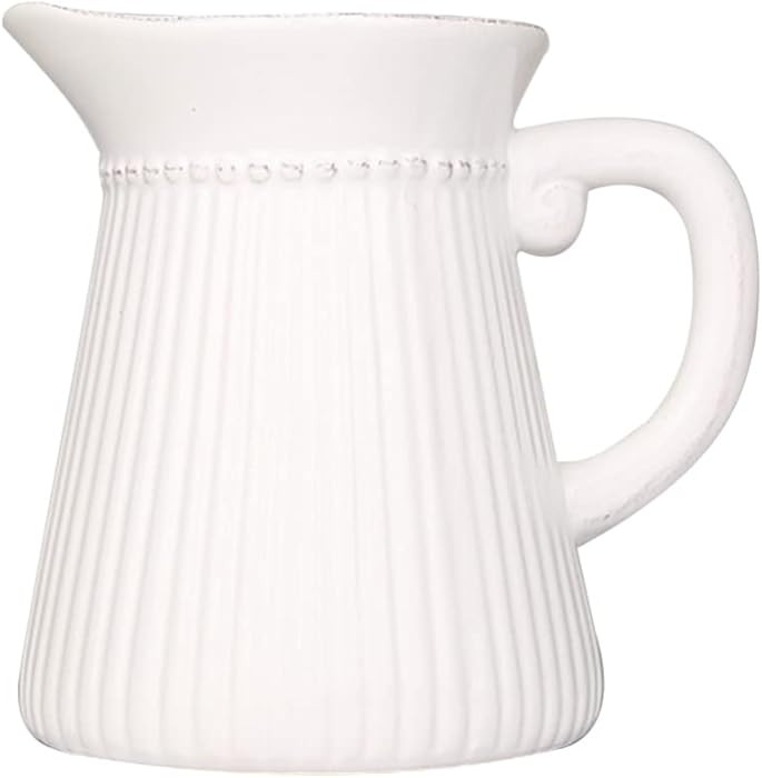 Amosfun Ceramic Pitcher Vase Flower Pot with Handle White Decorative Vase Water Pitcher Porcelain... | Amazon (US)