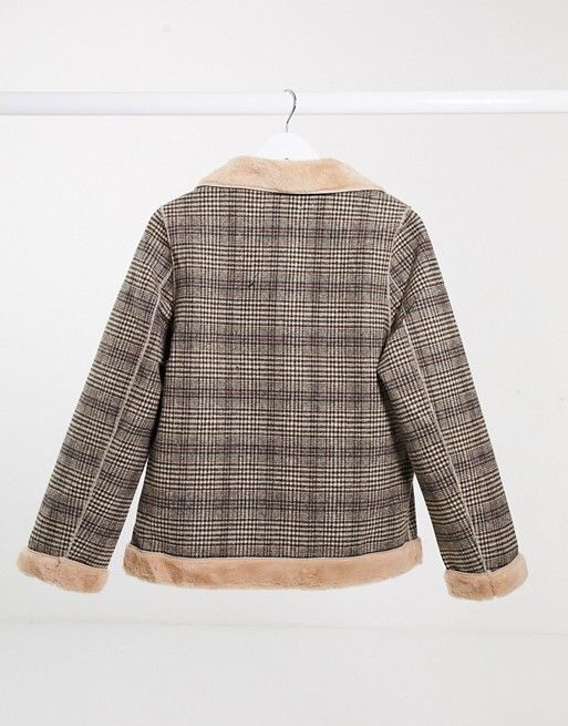 QED London fur lined plaid jacket | ASOS (Global)