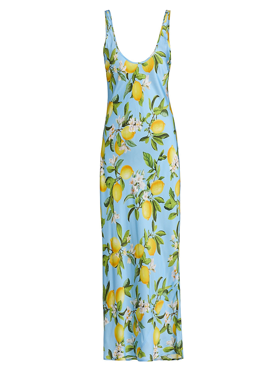 Women's Akiya Lemon-Print Tank Midi-Dress - Sky Blue Yellow Floral Lemon - Size XXS | Saks Fifth Avenue