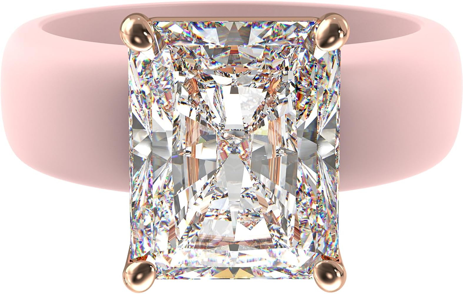 Rinfit Silicone Ring with Stone - Emerald Cut Cubic Zirconia Solitaire Engagement Ring for Women ... | Amazon (US)