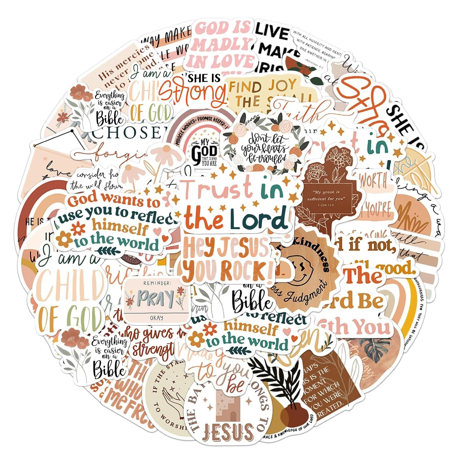 Christian Jesus Stickers 50PCS, Vinyl Waterproof Boho Aesthetic Bible Stickers for Water Bottles ... | Amazon (US)