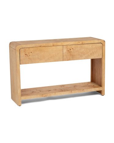 47x30x14 Burl Wood 2 Drawer Console Table With Lower Shelf | TJ Maxx