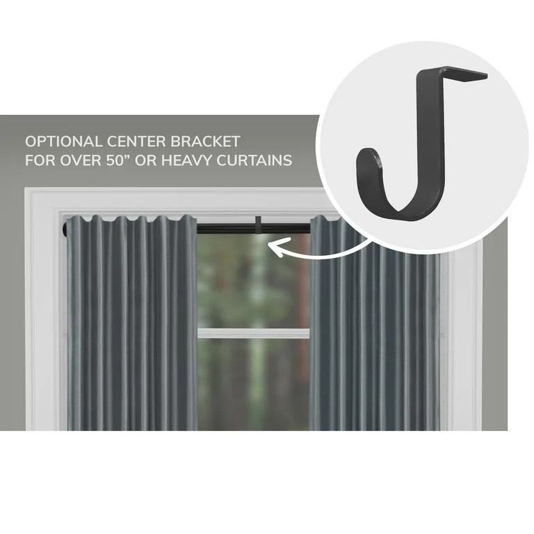 Mainstays Adjustable Tension Window Curtain Rod, 46" - 84",  with 1" Diameter, Black | Walmart (US)