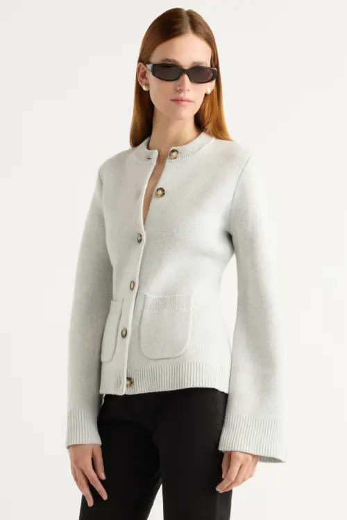 Modern Citizen Eames Cotton Wool Button Cardigan in Heather Grey at Nordstrom, Size Medium | Nordstrom