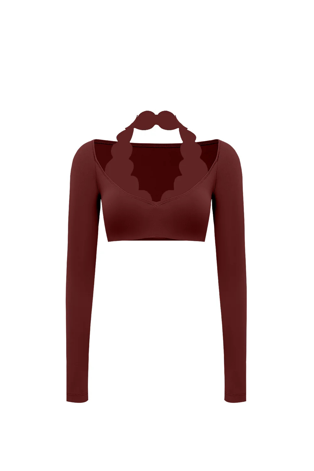 Long Sleeve Scallop Crop Top | WISKIIACTIVE