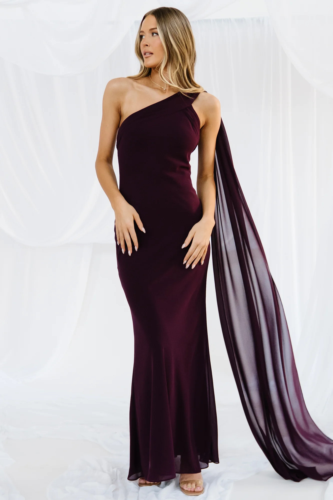Julianne One Shoulder Maxi Dress | Dark Plum | Baltic Born