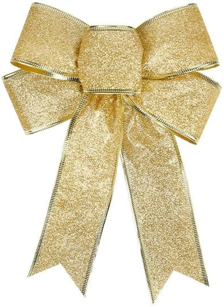 2 Pieces Glitter Christmas Bows (Gold) | Amazon (US)