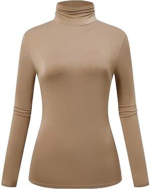 OThread & Co. Women's Long Sleeve Turtleneck T-Shirt Basic Stretch Layer Comfy High Neck Top | Amazon (US)