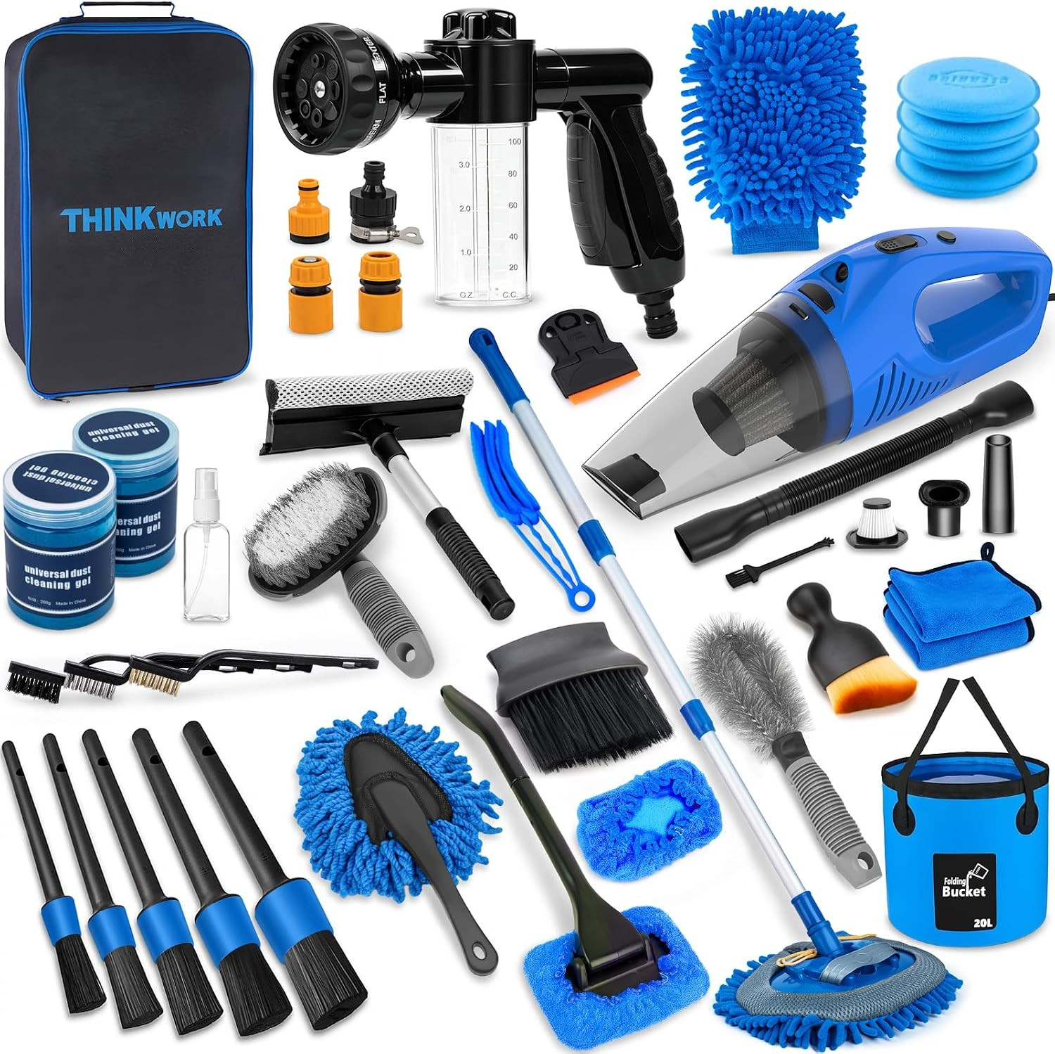 THINKWORK Car Detailing Kit with Foam Gun & Vacuum, 41Pcs Car Cleaning Supplies | Amazon (US)