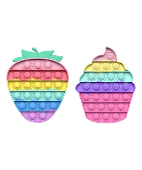 Pastel Strawberry & Cupcake Push Pop Two-Piece Sensory Toy Set | Zulily