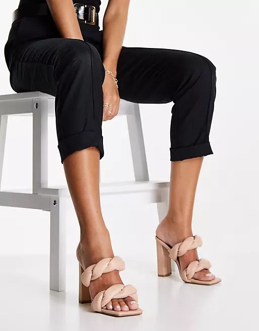 Ego Waverly block heel twist sandals in beige | ASOS (Global)