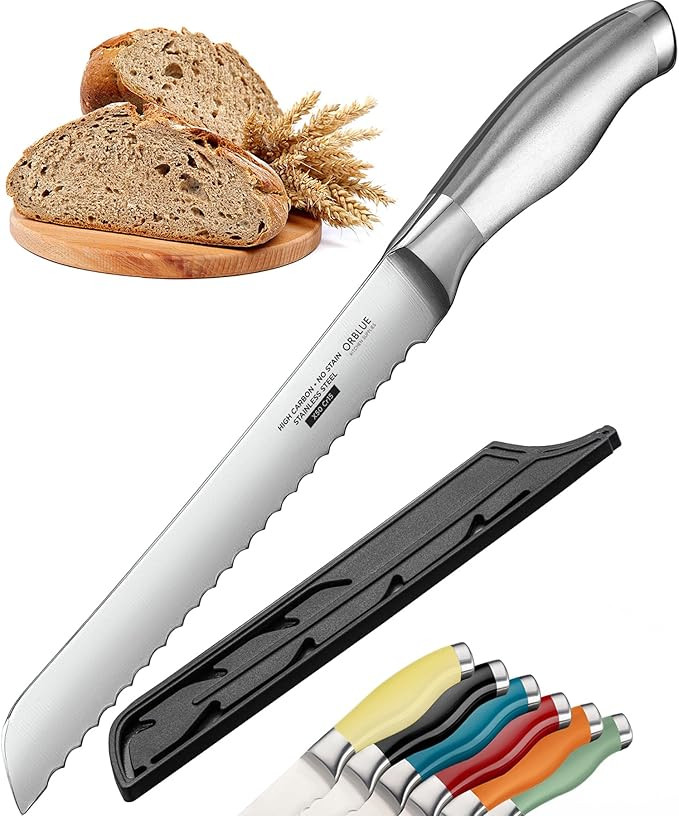 Orblue Serrated Bread Knife with Upgraded Stainless Steel Razor Sharp Wavy Edge Width - Bread Cut... | Amazon (US)