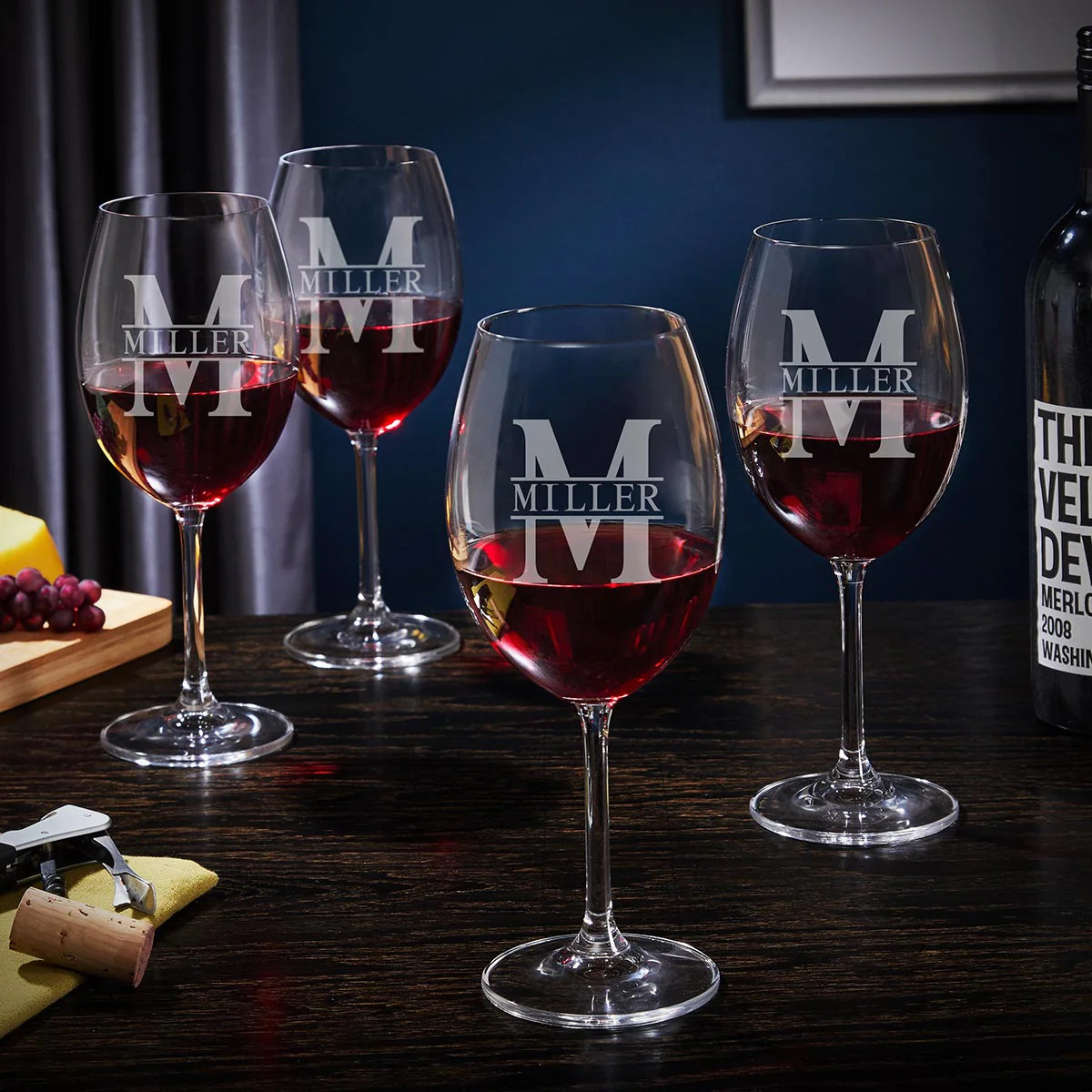 Personalized Wine Glasses, Set of 4 | HomeWetBar.com
