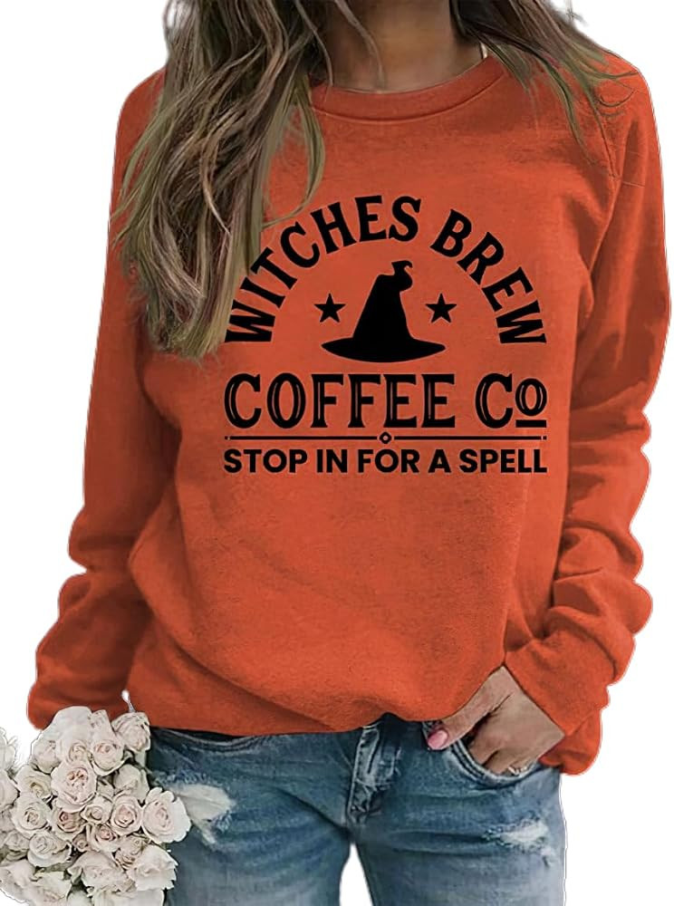 Akivide Oversized Halloween Shirts for Women Halloween Burnt Orange Graphic Pullover Crewneck Swe... | Amazon (US)