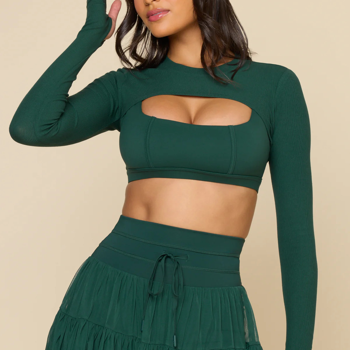 Relevé Ribbed Shrug - Pine | POPFLEX