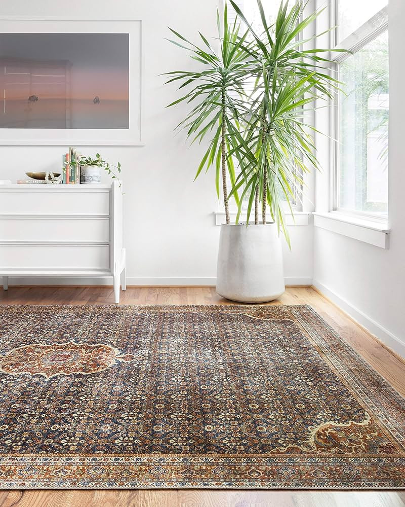 Loloi LAYLA Collection, LAY-09, Cobalt Blue/Spice, 7'-6" x 9'-6", 13" Thick, Area Rug, Soft, Dura... | Amazon (US)