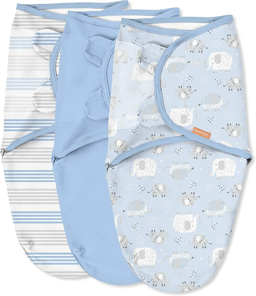 SwaddleMe Original Swaddle – Size Small/Medium, 0-3 Months, 3-Pack (Elephant Stripes) | Amazon (US)