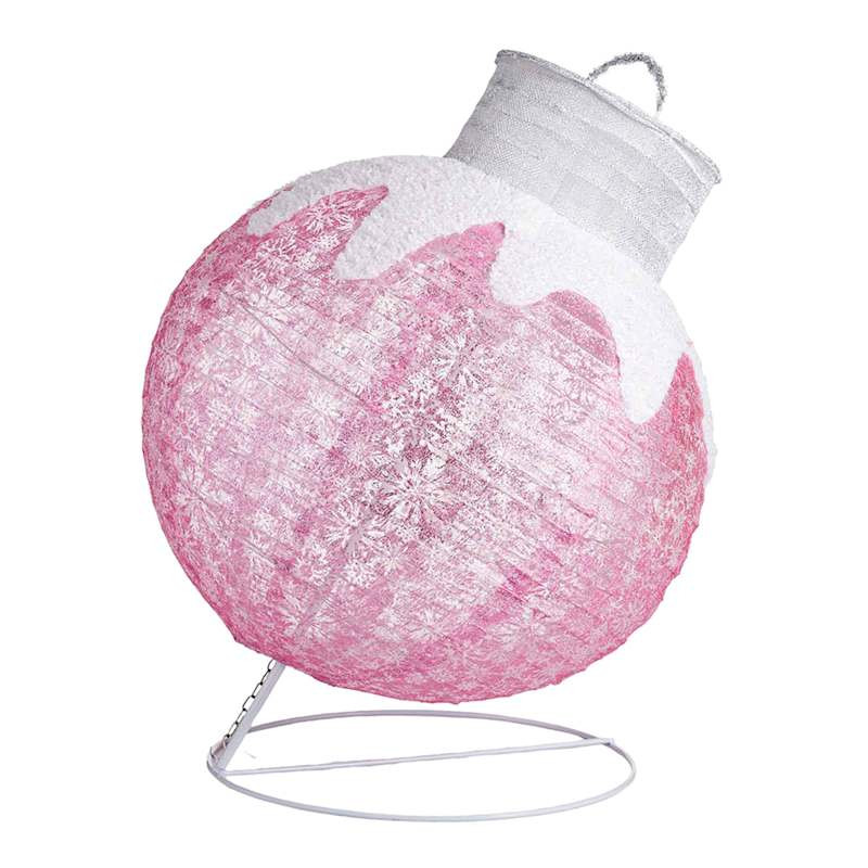 Pre-Lit LED Pink Snowflake Fabric Ornament, 32" | At Home