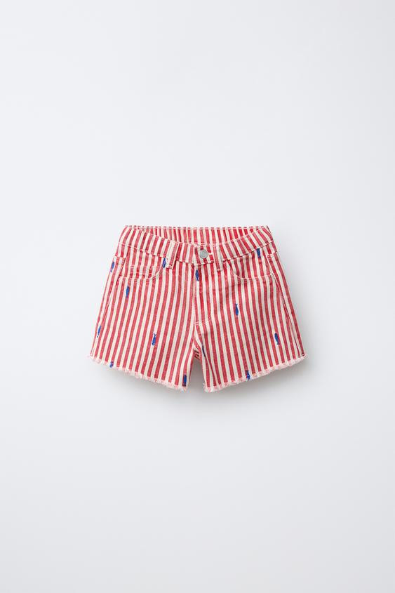 EMBROIDERED FISH MOM FIT TWILL SHORTS - CASA LAWA X ZARA KIDS | Zara US
