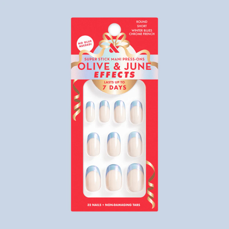 Winter Blues Chrome French - Tab Press-On | Short | Round | Olive & June