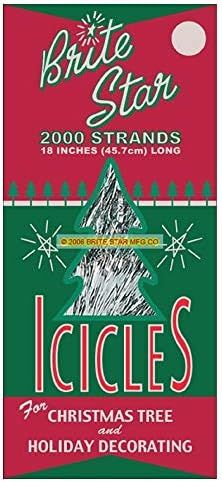 Brite Star Icicles Tinsel, 2000 Strand, Silver, Count | Amazon (US)