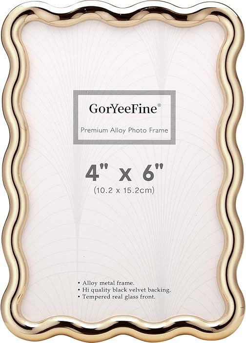 GorYeeFine Gold 4 x 6'' High-End Zinc Alloy Picture Frame with Wave Design - Modern Glamour 6x4''... | Amazon (US)