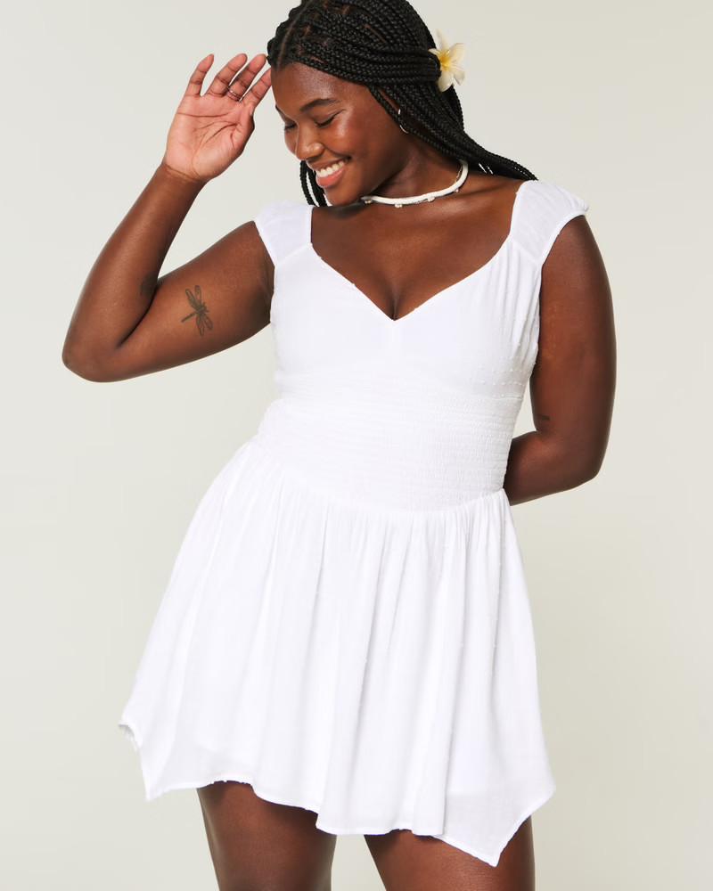 Off-the-Shoulder Asymmetrical Hem Mini Dress | Hollister (US)