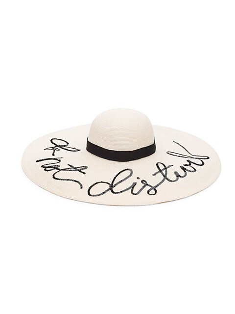 Sunny 'Do Not Disturb' Sequin-Embroidered Paper Straw Sun Hat | Saks Fifth Avenue