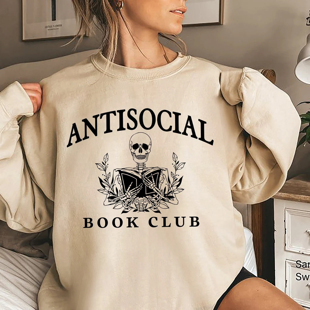 Anti Social Book Club Sweatshirt, Booktrovert Shirt, Bookish Gift, Book Lover Gift, Book Shirt, B... | Etsy (US)