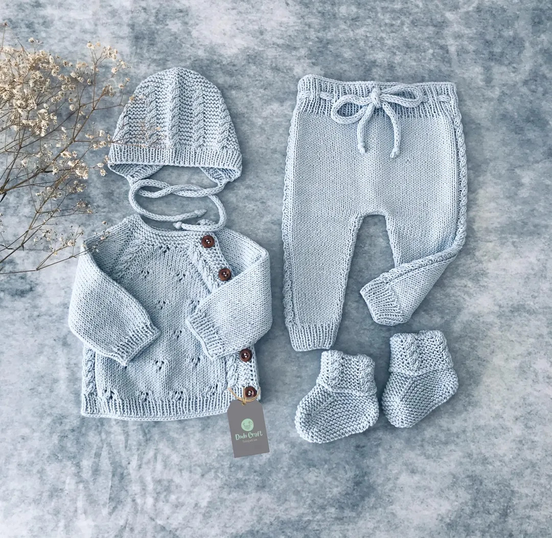 Newborn Boy Coming Home Outfit | Baby Boy Gift | Baby Boy Hospital Outfit | Knit Winter Baby Boy ... | Etsy (US)