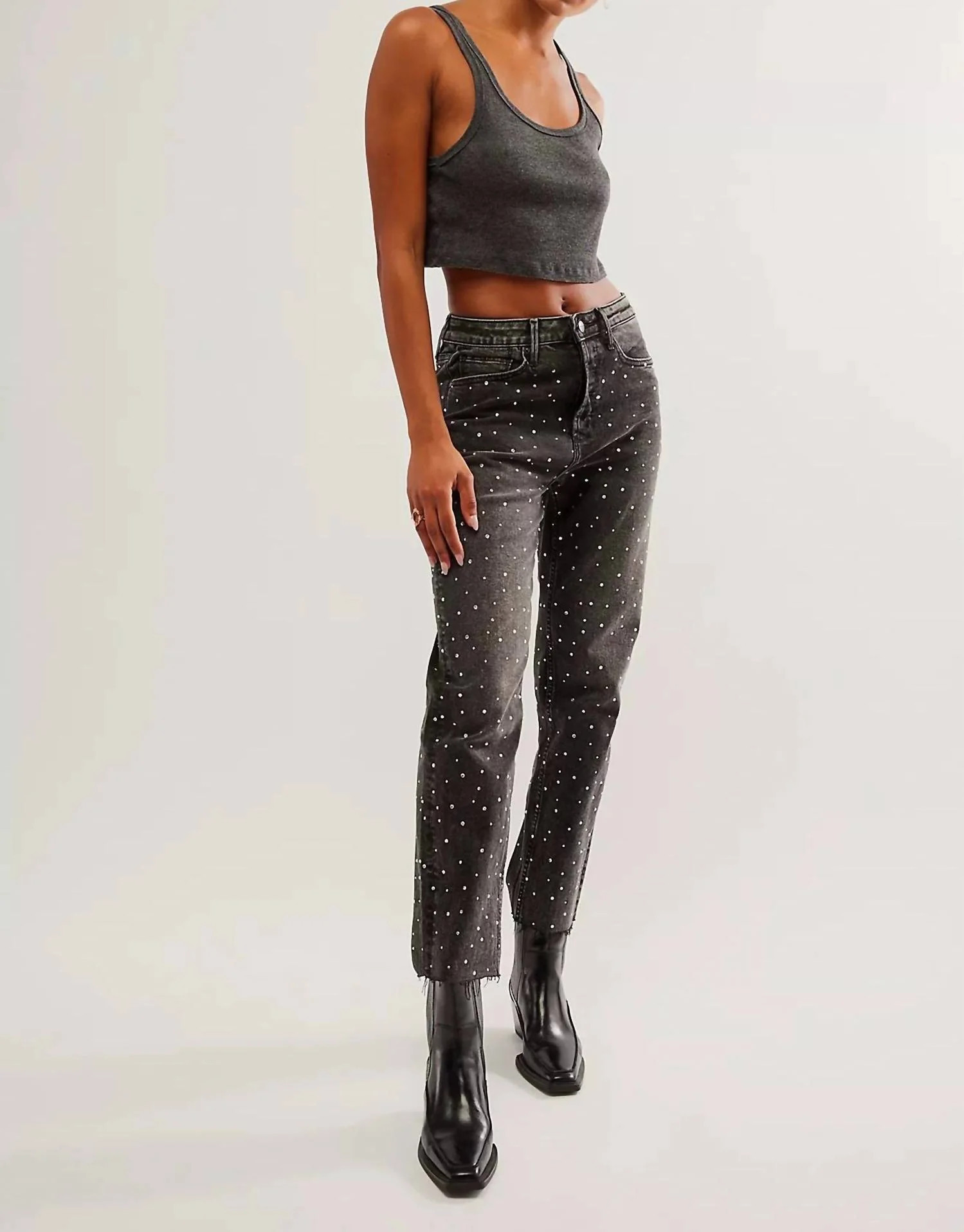 Rhinestone Jean In Black | Shop Simon