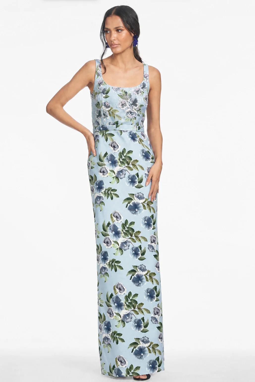 EMBELLISHED LANA GOWN - SKY BLUE MORNING GLORY | Sachin and Babi
