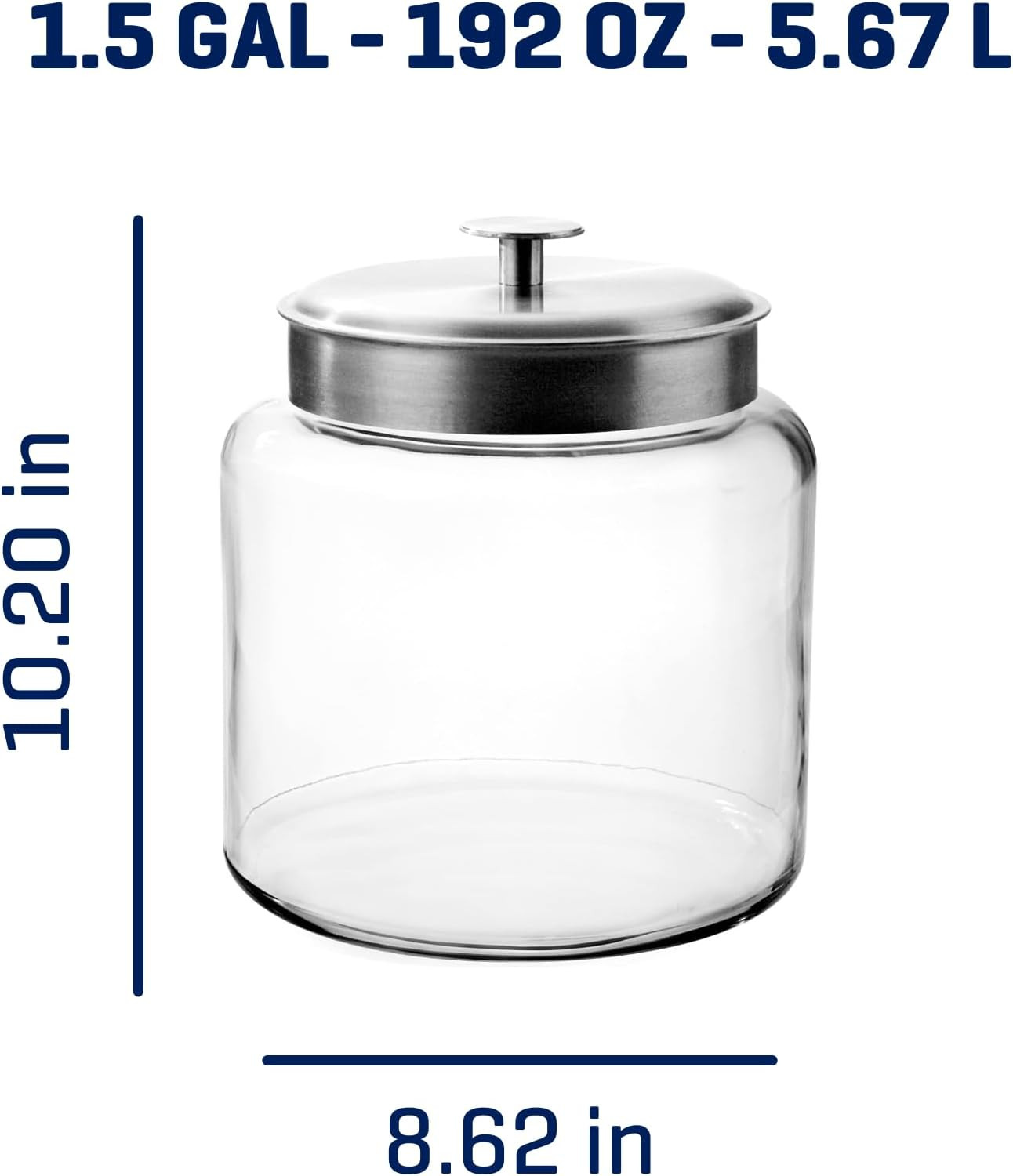 Anchor Hocking 1.5 Gallon Montana Glass Jar with Lid (2 piece, brushed metal, dishwasher safe) | Amazon (US)