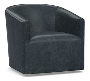 Baldwin Leather Swivel Armchair | Pottery Barn (US)