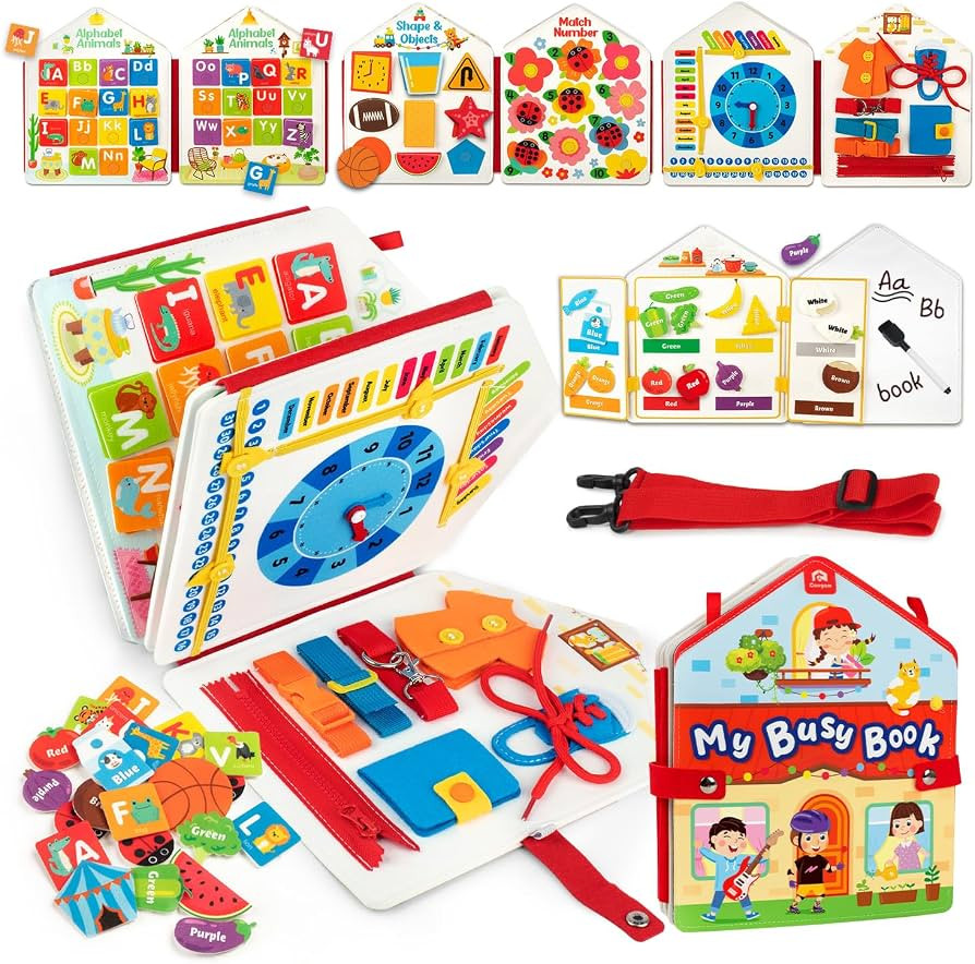 Coogam Toddler Felt Montessori Busy Book, Activity Busy Sensory Boards Fine Motor Skill Quiet Boo... | Amazon (US)