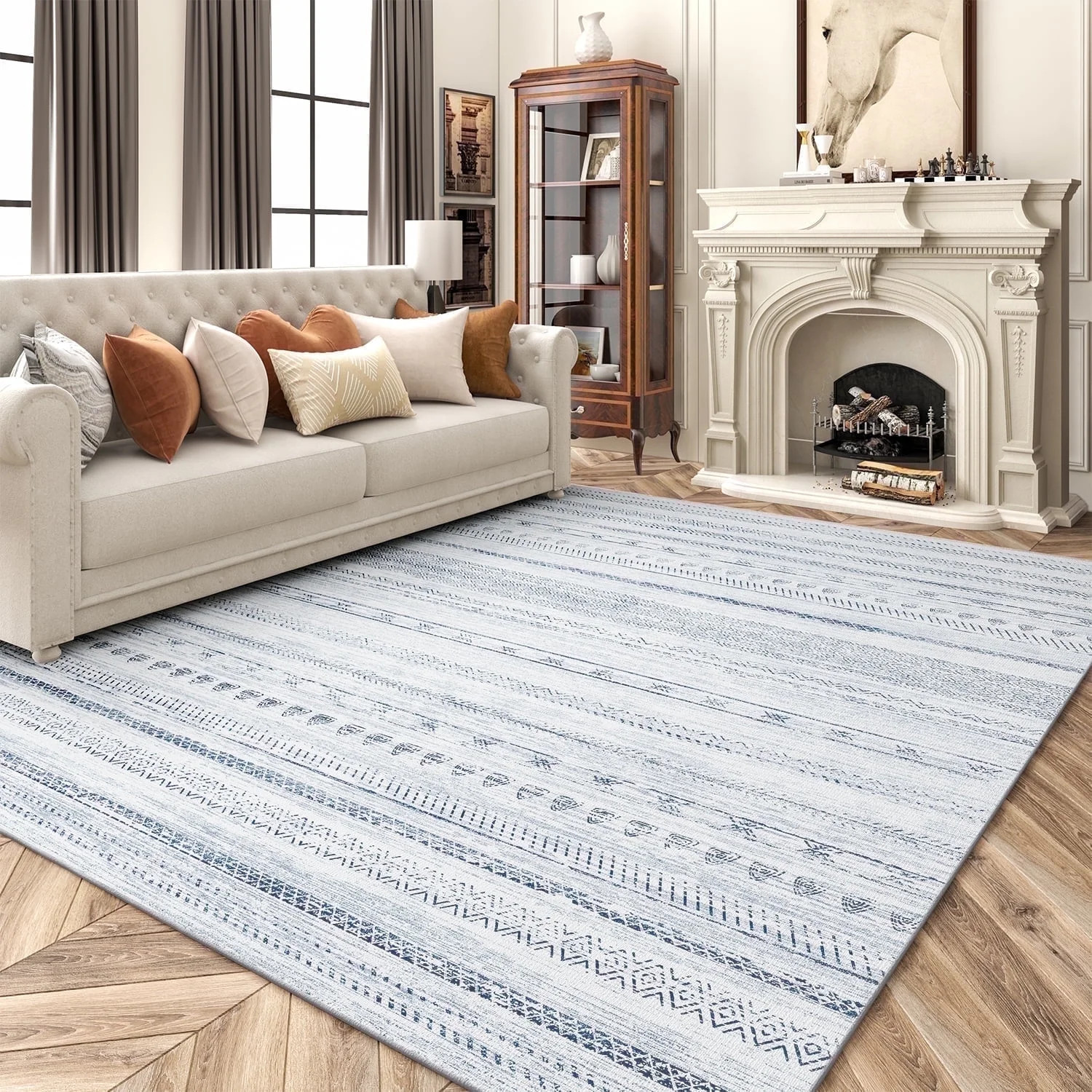 VUNATE 5'x7' Area Rugs for Living Room Washable Rugs Boho Moroccan Area Rug Soft Neutral Geometri... | Walmart (US)