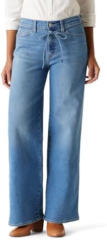 Levi Strauss Signature Gold Women's Heritage Belted Wide Leg Jeans Mid-Rise Stretch Denim (Availa... | Amazon (US)