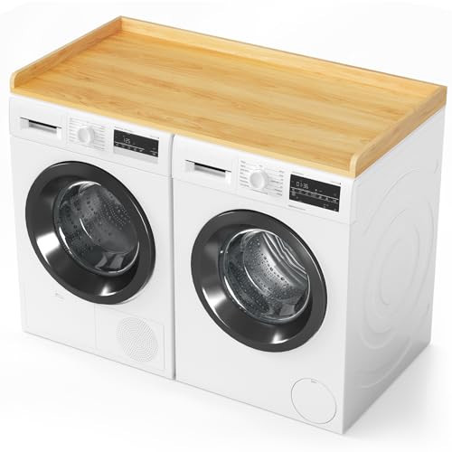 SpaceAid Washer Dryer Countertop, Laundry Wood Shelf Topper with Edge, 54" Width x 27.5" Depth Cover Guard Organizer for Washer and Dryer Laundry Hamper Counter Storage Organization (Maple Wood) | Amazon (US)