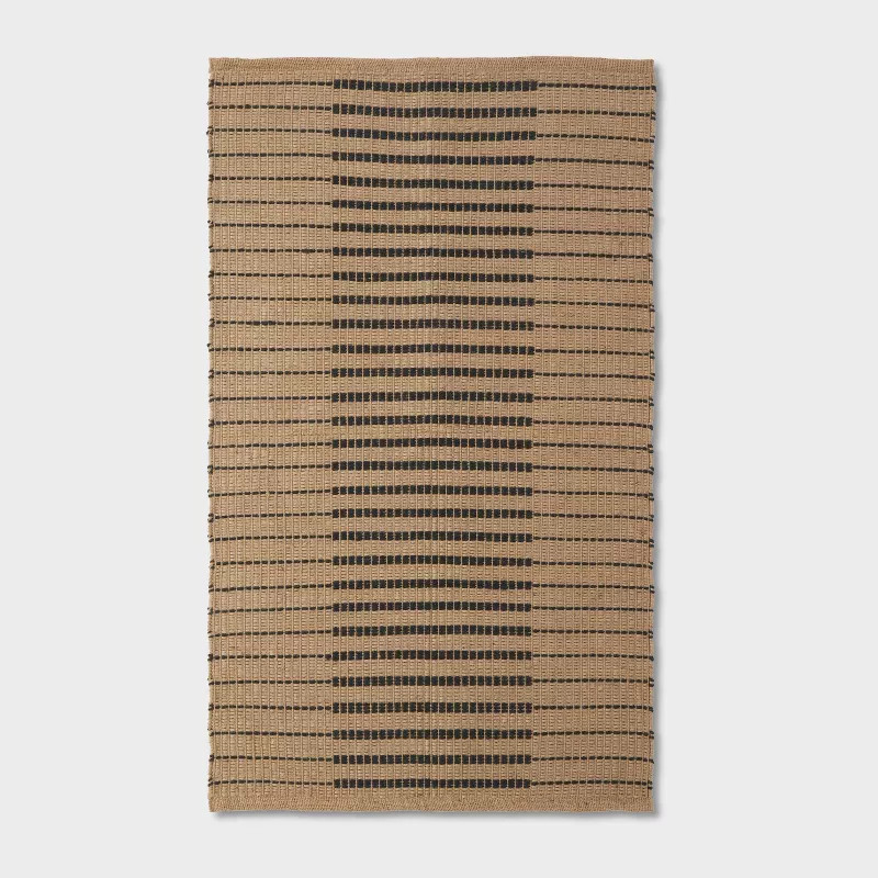 Reseda Hand Woven Striped Jute Cotton Area Rug Black - Threshold™ designed with Studio McGee | Target