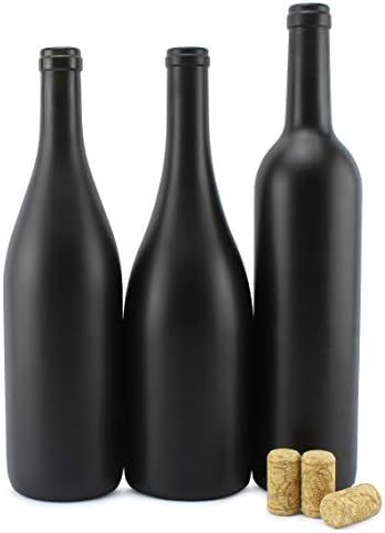 Cornucopia Black Wine Bottles w/Corks (Set of 3); Black Matte Coated Glass Wine Bottles Various S... | Amazon (US)