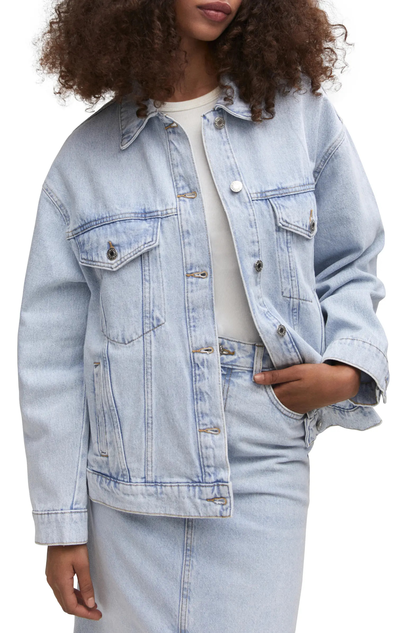 MANGO Oversize Denim Jacket | Nordstrom | Nordstrom
