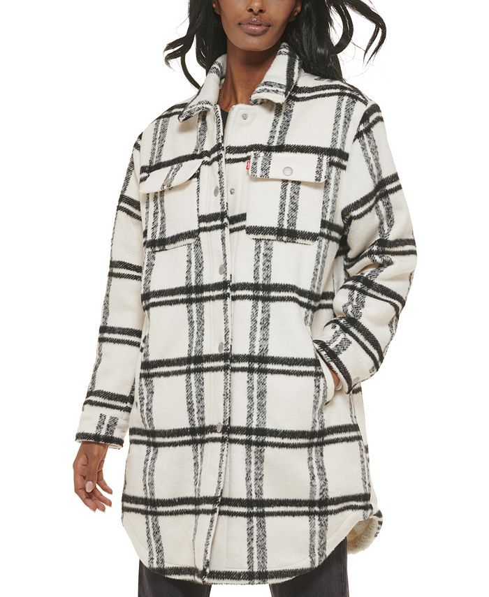 Levi's Women's Plaid Fleece-Lined Shirt Jacket, Created for Macy's & Reviews - Coats & Jackets - ... | Macys (US)