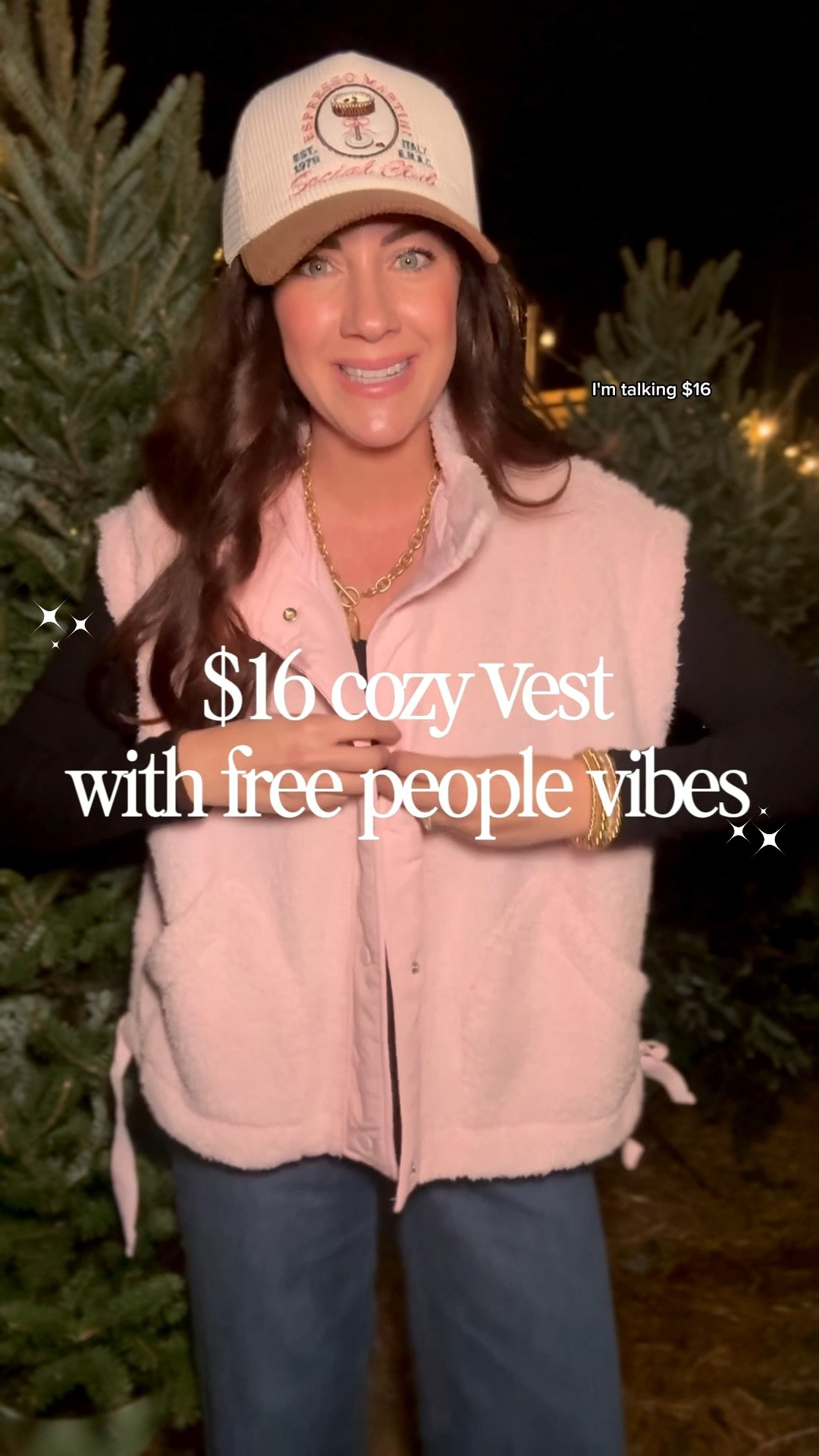 Comment DETAILS to shop🩷 60% off & only $16 this cozy vest is such a cute lightweight winter layer! Comes in 4 colors—the ballet pink is so pretty😍 
.
.
What I wore to the Christmas tree farm! My hat, vest, long sleeve tee, necklace & jeans are all on sale! 
.
.


#LTKCyberWeek #LTKHoliday #LTKSaleAlert