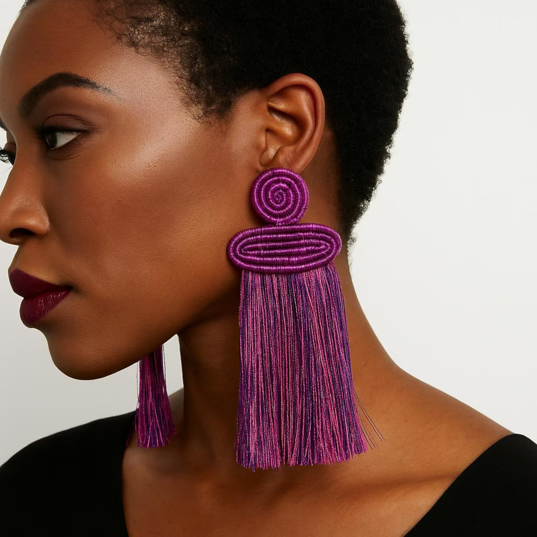 Handmade Bold Tassel Earrings | Sustainable Sisal Grass Jewelry | Embroidery Thread Earrings | El... | Etsy (US)
