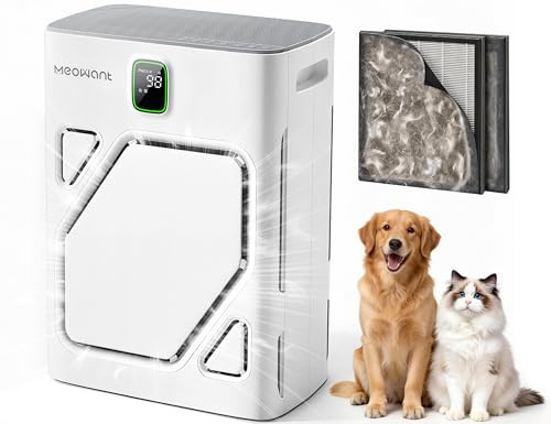 Meowant Air Purifier for Home Large Room 2600ft², H13 HEPA Filter, Double Air Intake, PM2.5 Air Quality Display, Auto Mode, Washable Pre-Filter, 2X-Purification For Pet Hair Dander Odor Dust, White | Amazon (US)