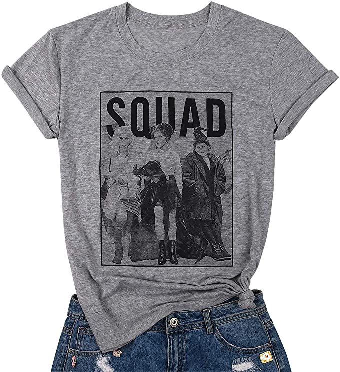 Womens Halloween Squad T-Shirt Funny Sanderson Sisters Graphic Tee Top Shirts | Amazon (US)