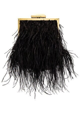 olga berg Ozzy Feather Embellished Framed Bag in Black. | Revolve Clothing (Global)