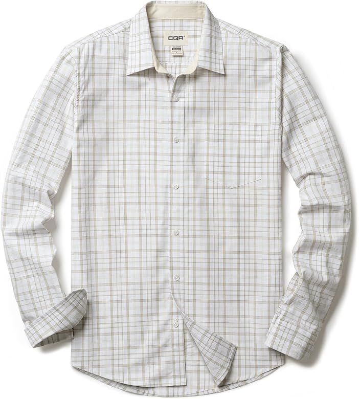 CQR Men's Regular Fit Long Sleeve Shirts, 100% Cotton Button-Up Casual Poplin Shirt | Amazon (US)